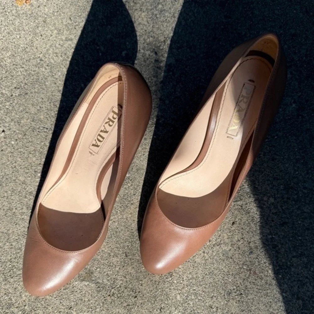 Prada mocha heels.